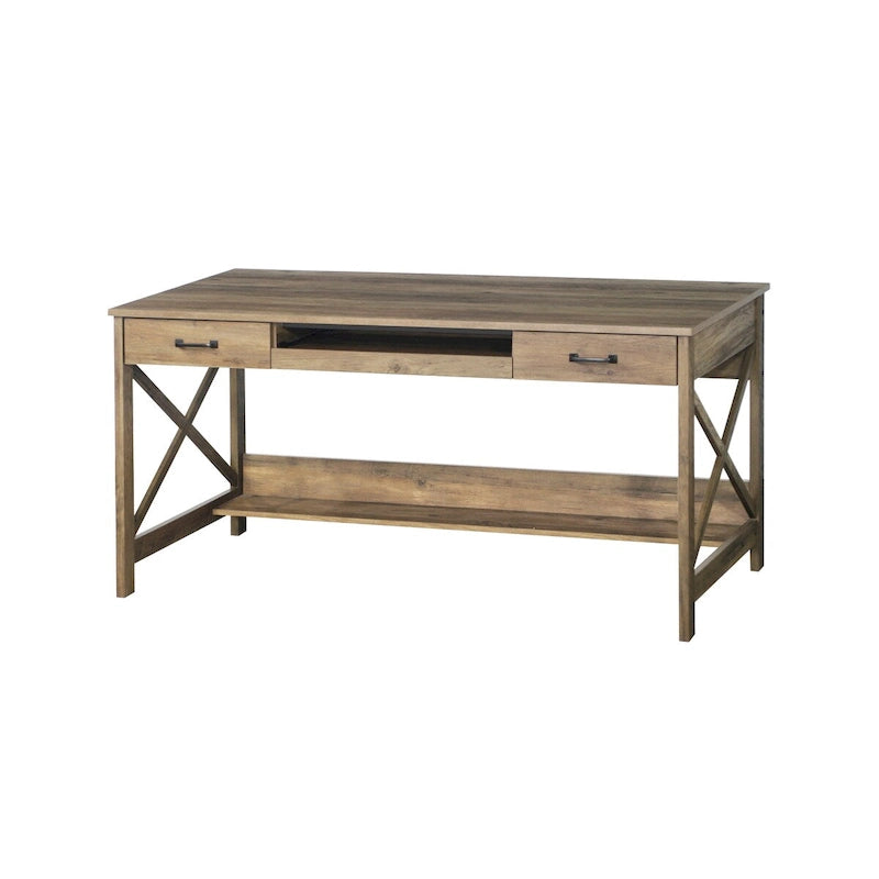 Alaska 59.5 Modern Farmhouse Writing Desk with Two Drawers