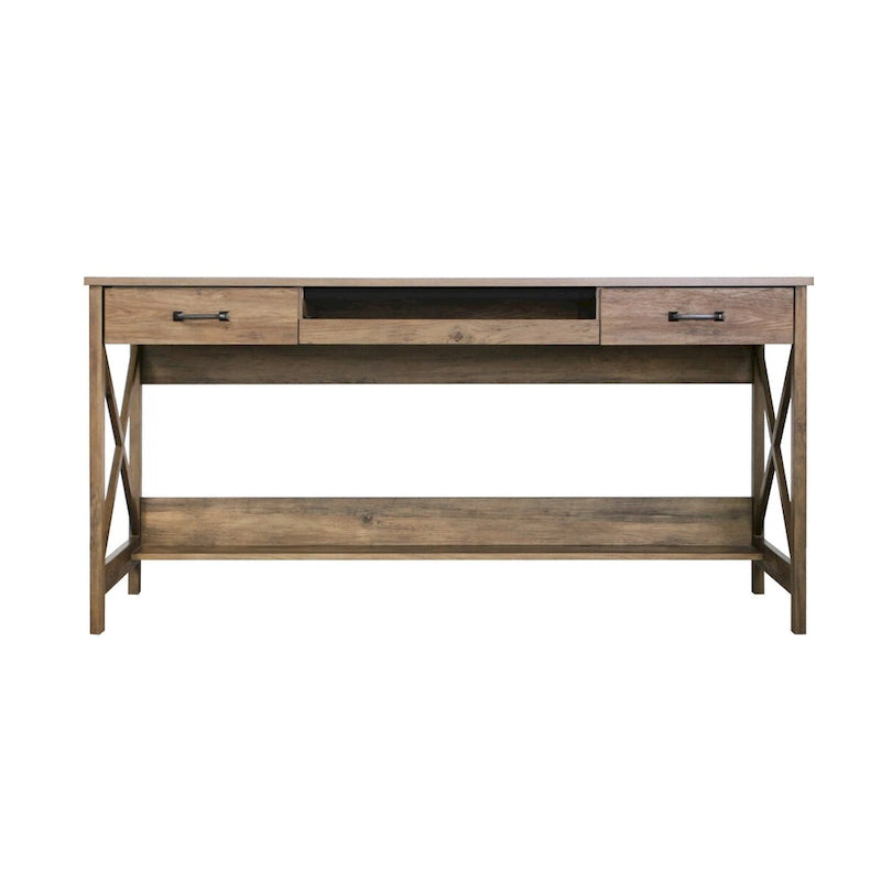 Alaska 59.5 Modern Farmhouse Writing Desk with Two Drawers