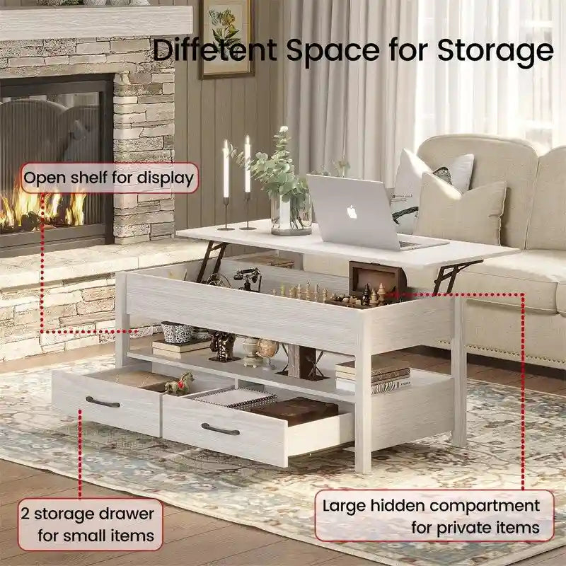 Table basse relevable - 19.7P x 43.3L x 24.8H