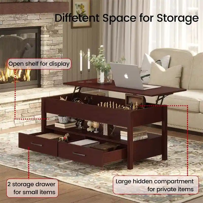 Table basse relevable - 19.7P x 43.3L x 24.8H