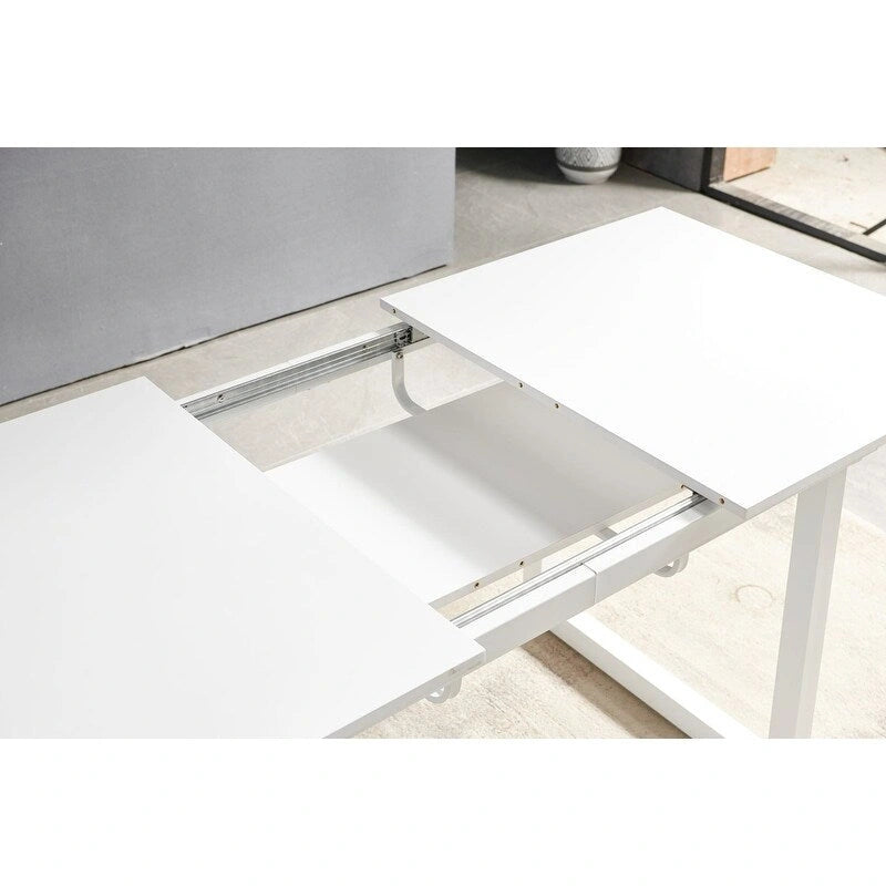 70.86W quadratischer, ausziehbarer Esstisch mit Metallbeinen