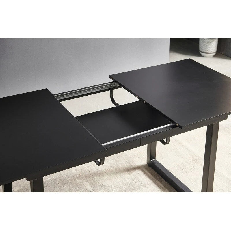 70.86W quadratischer, ausziehbarer Esstisch mit Metallbeinen