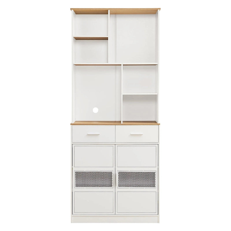 72 Height Freestanding Linen Tower Cabinet Tall Large Floor Storage Cabinet for Home Kitchen Bathroom Living Room White